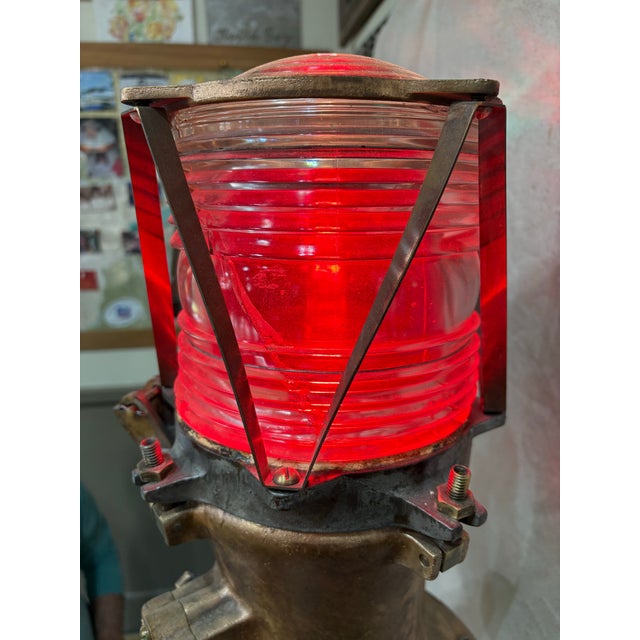Mid 20th Century Rare Wallace & Tiernan Marine / Pair of Maritime Navigation Lights Made Floor Lamps - Nautical Beach House Decor For Sale - Image 12 of 12