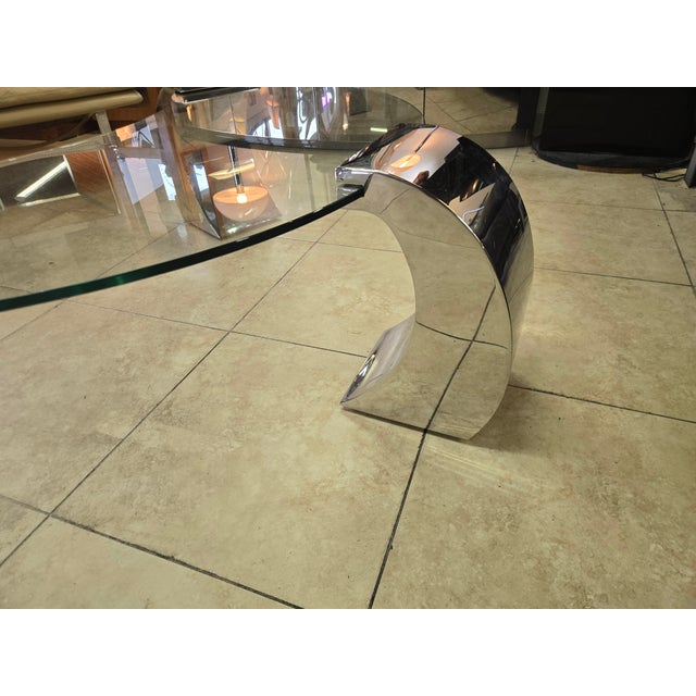 Metal VIntage Chrome and Glass Coffee Table by Karl Springer For Sale - Image 7 of 8