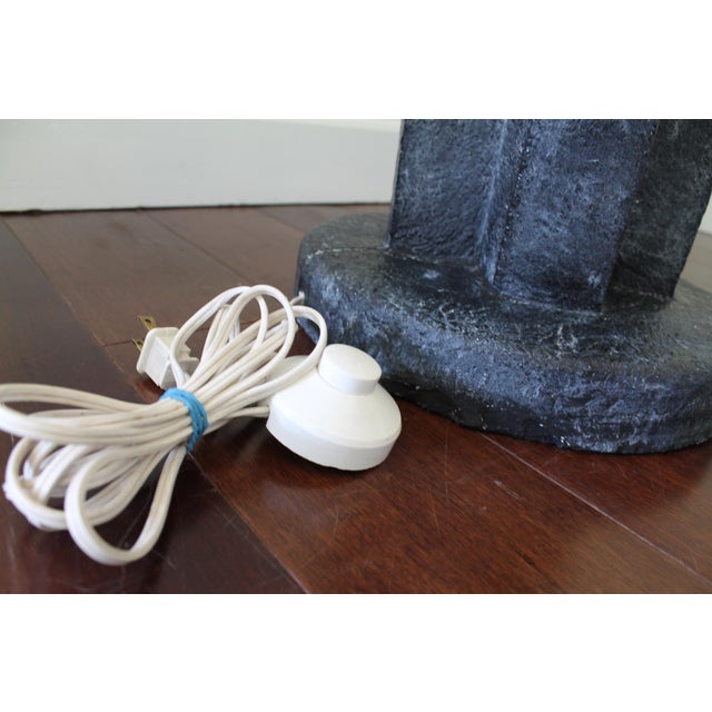 Vintage Postmodern Faux Stone Floor Lamp With Globe Shade – Retro 80's Statement Lighting For Sale In Boston - Image 6 of 10