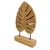 Large Carved Wood Monstera Leaf Sculpture With Gold Paint For Sale - Image 4 of 6