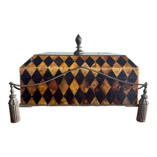 Vintage Maitland-Smith Penshell Decorative Box With Rope Tassel Base For Sale