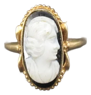 Victorian Cameo Yellow Gold/Black Onyx Ring Size 6