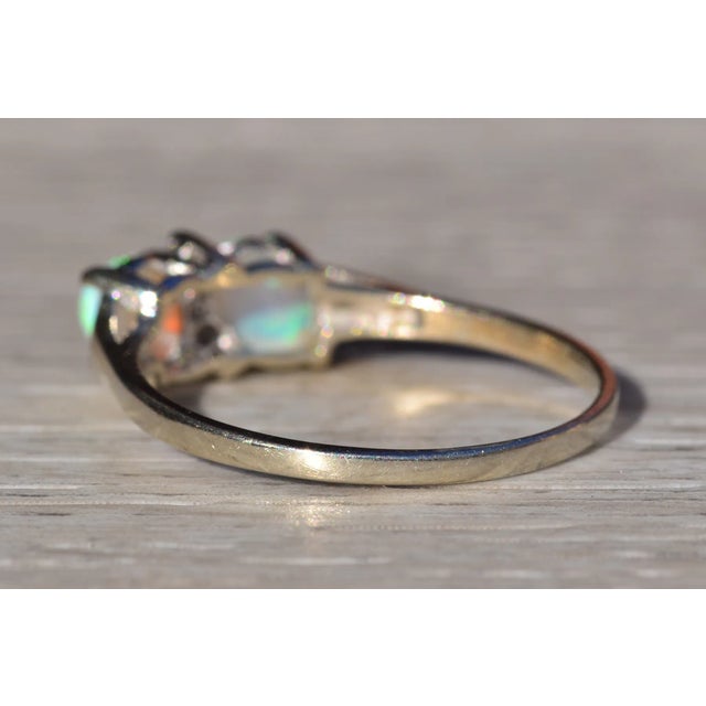 Mid 20th Century The Desboro: Ladies 14K Two Stone Ring set with Australian Opal and Diamonds For Sale - Image 5 of 10
