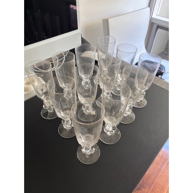 Glass 1950s Lalique Clos Vougeot Champgane Flutes- Set of 12 For Sale - Image 7 of 8