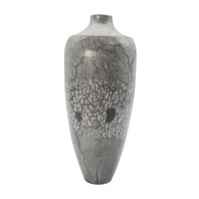 Eduardo Lazo Signed Naked Raku Vase—Studio Ceramic Technique Vessel 12” For Sale - Image 4 of 9