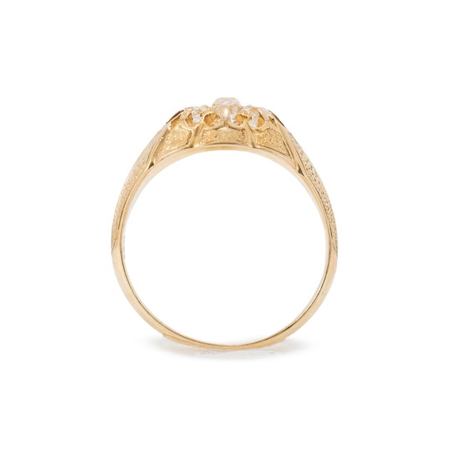 Antique Victorian 18k Yellow Gold 0.56ct Old Cut Diamond Cluster Engagement Ring, Size 5.5 For Sale In Houston - Image 6 of 9