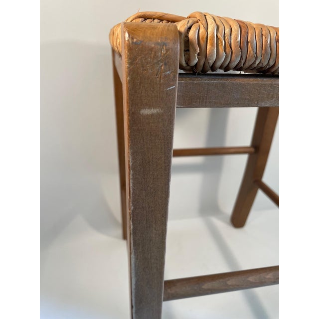 Vintage Mid Century French Rush "Paille" Stool For Sale - Image 10 of 17