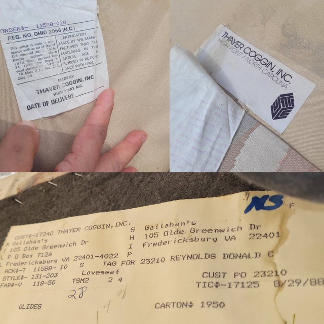 White 1980s Milo Baughman for Thayer Coggin Postmodern Loveseat in Original Fabric For Sale - Image 8 of 10