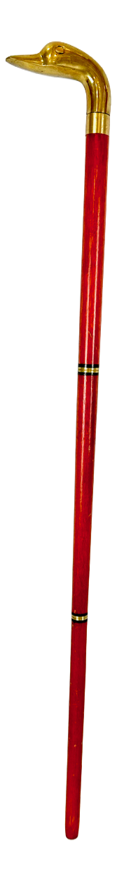 Vintage Walking Stick with Brass Duck Head Handle, 1960s