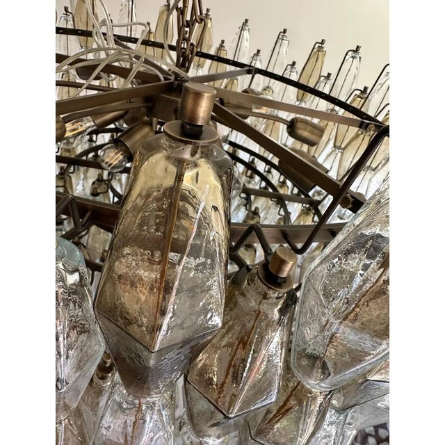 Poliedro Murano Glass Chandelier in Brunish Finish by Simoeng For Sale - Image 7 of 10