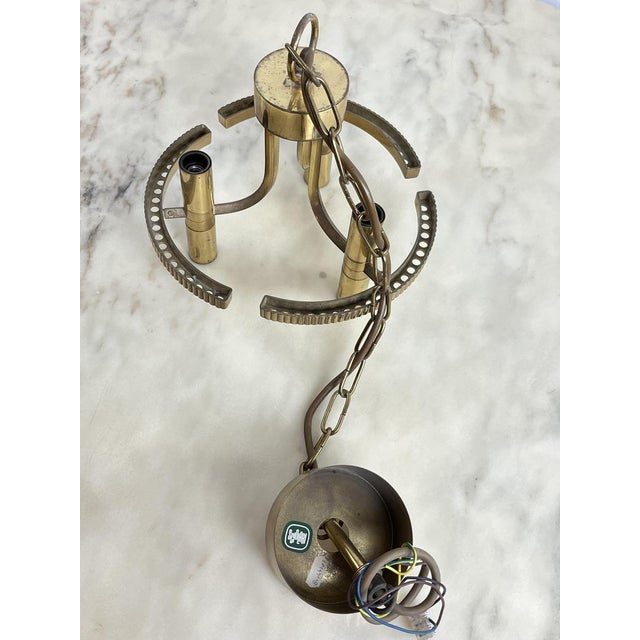 Vintage Italian Chandelier in Brass and Murano Glass, 1960s For Sale - Image 11 of 14