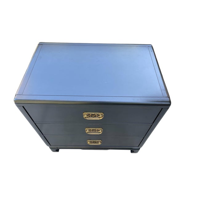 Bernhardt Campaign Style Black Bachelors Chest With Brass Hardware, a Pair For Sale In Naples, FL - Image 6 of 12