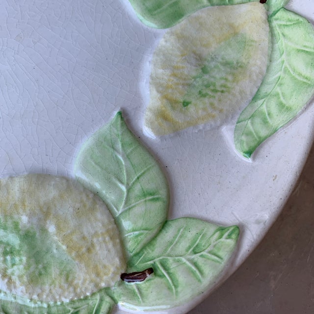 Traditional Late 20th Century 3D Lemon Pottery Plate From Portugal For Sale - Image 3 of 9