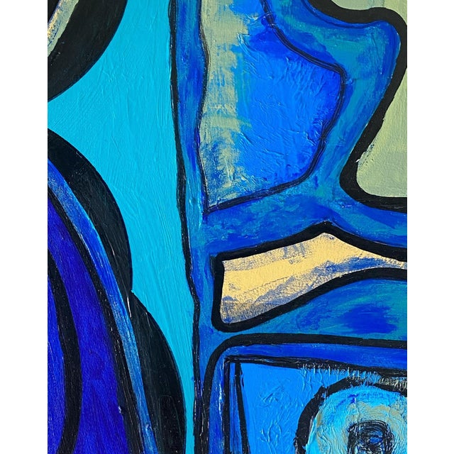 Acrylic on Canvas Abstract 14"By 14 Titled La Rivière the River Signed For Sale - Image 4 of 8