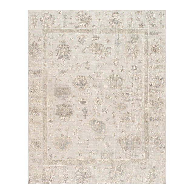 Oushak Wool Beige Area Rug, 10' 3'' X 14' 3'' For Sale