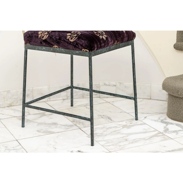 Mid-Century Italian Bronze & Brass Iron Swag Accent Chair For Sale - Image 4 of 7