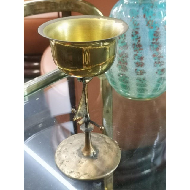 Goldenrod Mid-Century Brass Chalice by Lajos Muharos, 1970s For Sale - Image 8 of 9
