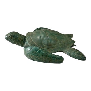 Modern Solid Brass Sea Turtle Sculpture, Cast Technique From Indonesia For Sale
