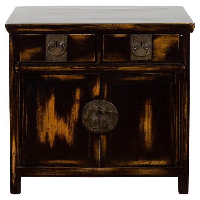 Chinese Qing Dynasty 19th Century Side Cabinet with Black and Brown Lacquer For Sale - Image 13 of 13