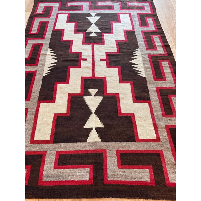 Brown A rare and striking Navajo Rug early 20th-century Navajo weaving, Crystal-style For Sale - Image 8 of 16