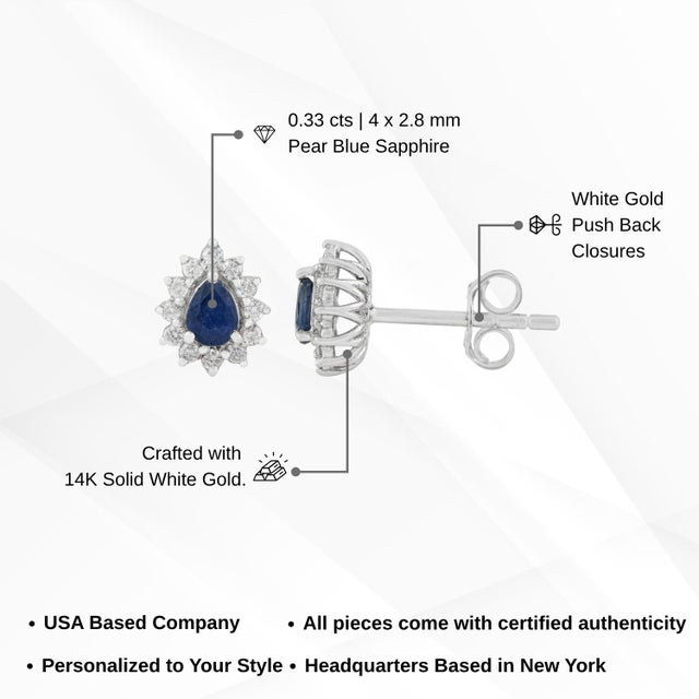 Blue Sapphire & Diamond Vintage Stud Earrings in 14k Gold- 2 Pieces For Sale - Image 11 of 14