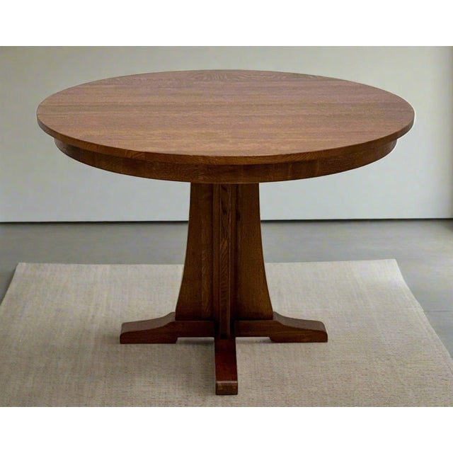 Mission Quarter Sawn Oak Round Dining Table, Kitchen Table - 42" For Sale - Image 9 of 10