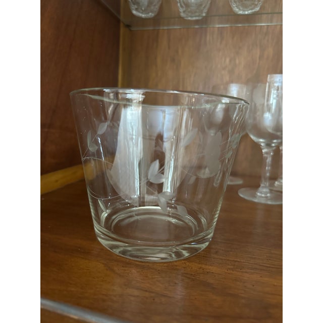 Vintage Princess House Heritage Pattern Full Set Hand Blown Pitcher, Glasses, Ice Bucket, Brandy Snifter For Sale In New York - Image 6 of 14