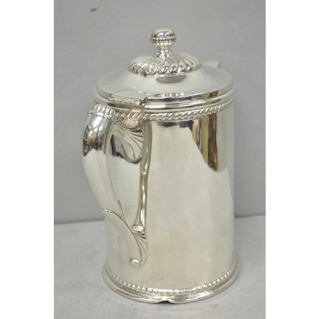 Antique English Victorian Silver Plated Enamel Line Large Beverage Water Pitcher For Sale - Image 9 of 18