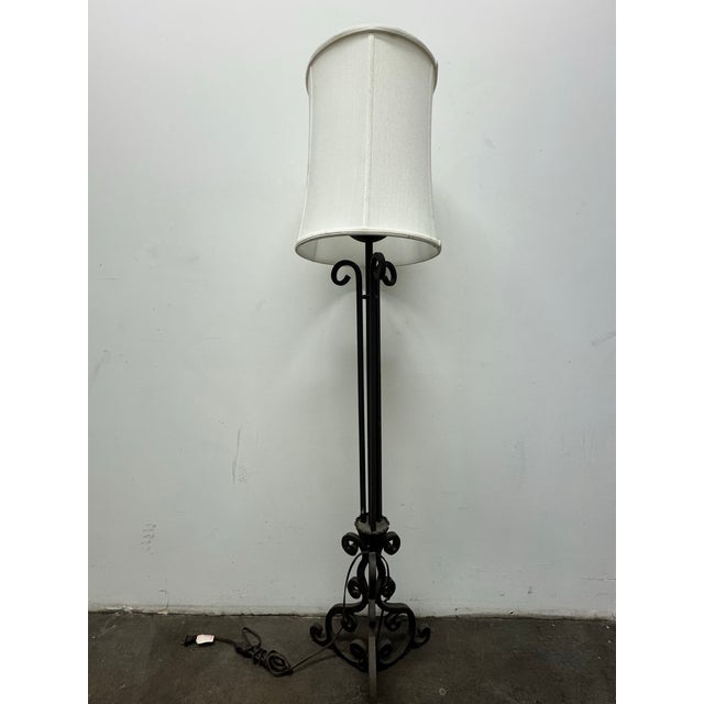 Late 20th Century Vintage Art and Craft/Spanish Style Iron Work Floor Lamp For Sale - Image 5 of 12