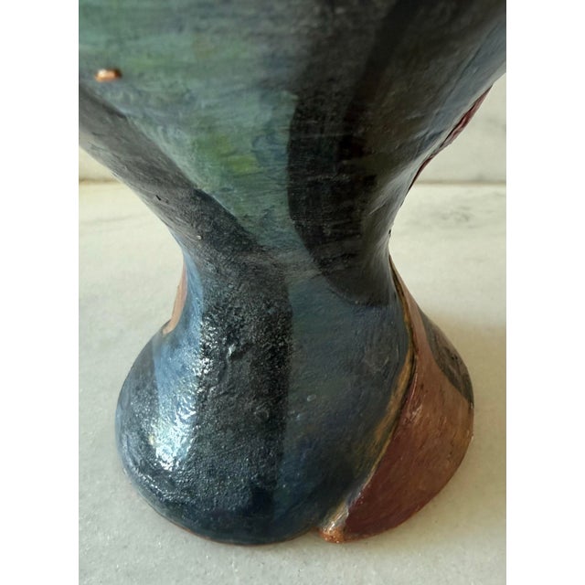 Ceramic Vintage Post Modern Hand Painted Abstract Ceramic Vase For Sale - Image 7 of 10