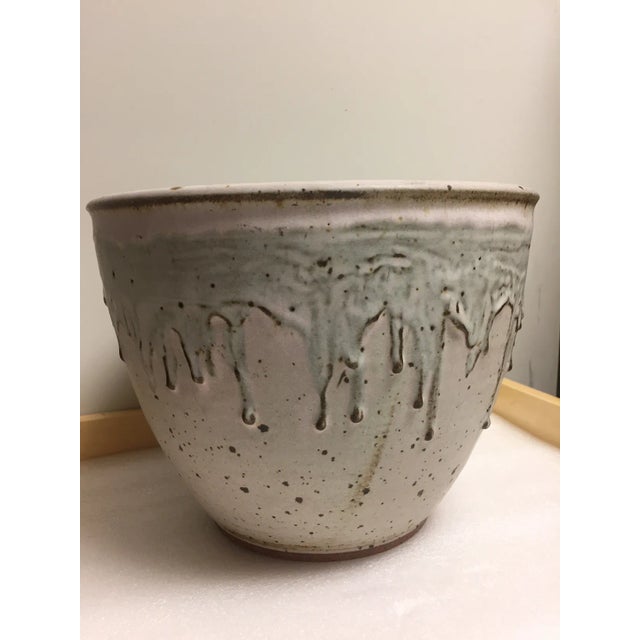 Late 20th Century Cream Drip Glaze Studio Pottery Bowl For Sale - Image 6 of 6
