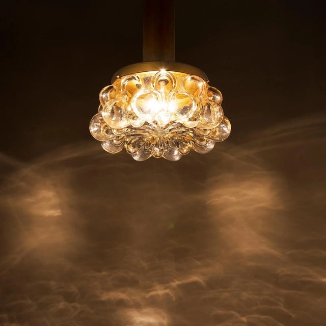 1970s Bubble Glass Pendant Lamp in Amber by Helena Tynell for Honsel, 1970s For Sale - Image 5 of 8