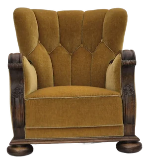 Danish Armchair in Oak and Yellow Furniture Velour, 1960s