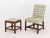 Late 20th Century Sage Green and Off-White Checkerboard Linen Upholstered Wood Slipper Chair and Ottoman For Sale - Image 5 of 12
