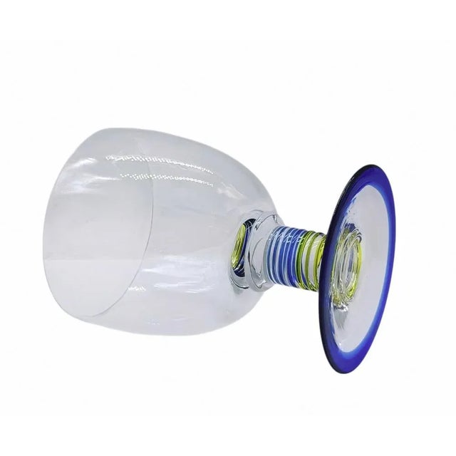 Blue Murano Glass Cup and Glasses Set, Italy, 1970s, Set of 5 For Sale - Image 8 of 11