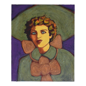Contemporary Portrait Painting of Woman in Green Hat
