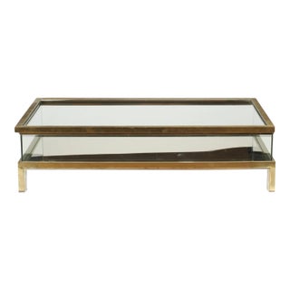 Mid 20th Century Maison Jansen Style Brass & Glass Vitrine Coffee Table For Sale