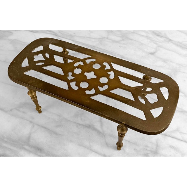 1970s Vintage Traditional Brass Footed Plant Stand Trivet For Sale - Image 5 of 8
