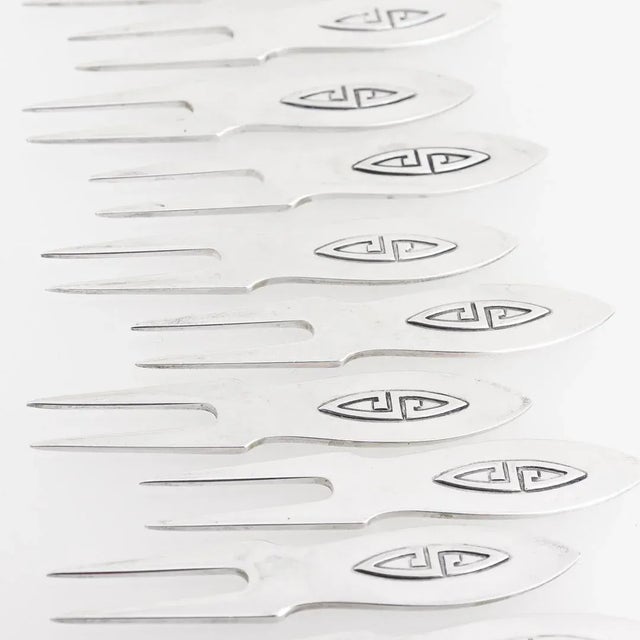 12 Shreve Art Deco Sterling Silver Cocktail or Hors d'Oeuvres Picks / Forks For Sale In Philadelphia - Image 6 of 12