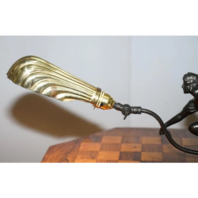 Art Deco Marble & Bronze Statue Table Lamp For Sale - Image 13 of 18
