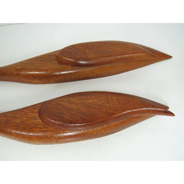 Mid-Century Modern Vintage Wooden Cranes or Herons Wall Decor - 2 Pieces For Sale - Image 3 of 4