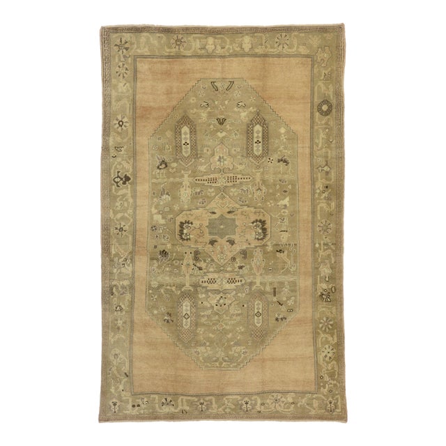 Vintage Turkish Oushak Rug, 05'10 X 09'04 For Sale