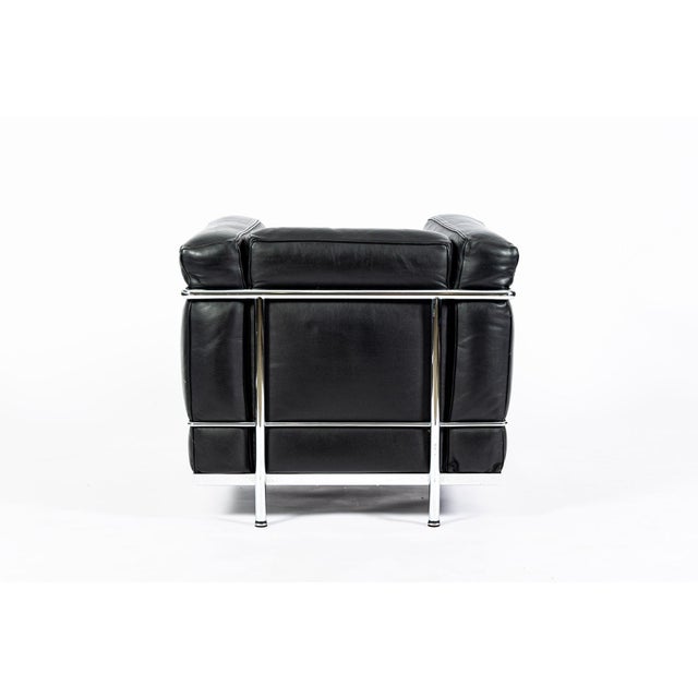 Authentic Cassina Lc2 Black Leather Petit Lounge Chair by Le Corbusier, 4x Avail For Sale In Detroit - Image 6 of 14