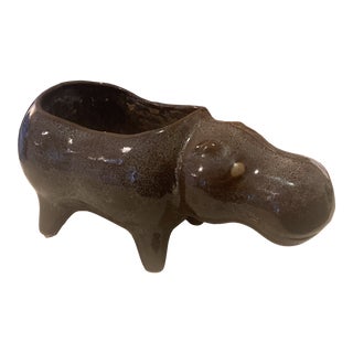 Vintage Ceramic Hippopotamus Planter For Sale