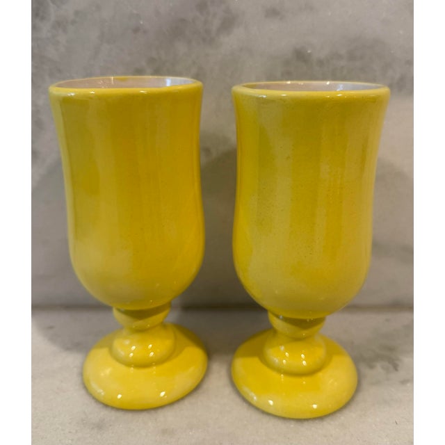 Set of 6 Vintage Yellow Pedestal Glasses For Sale In Austin - Image 6 of 12