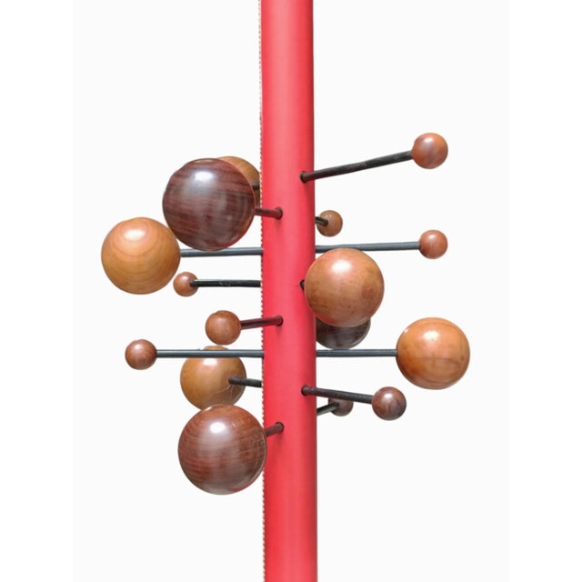 Red AT16 Sky-Ground Coat Stand by Osvaldo Borsani for Tecno, Italy, 1960s For Sale - Image 8 of 9