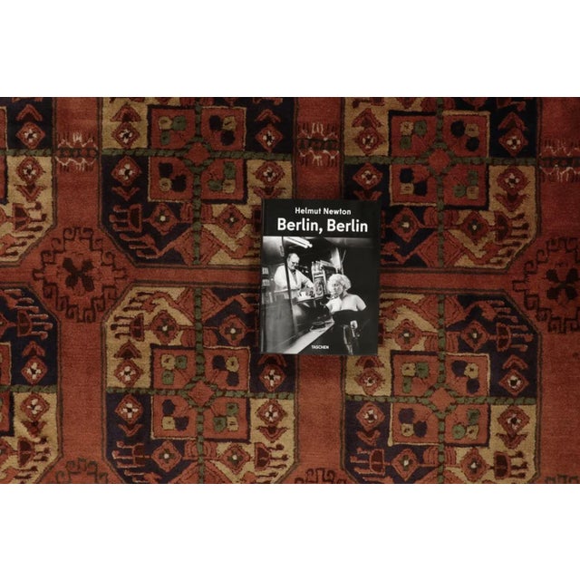 Antique Hooked German Tetex Rug in Terracotta With Gul Design - Rug & Kilim For Sale - Image 9 of 11