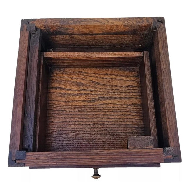 Antique 1920s French Oak Nightstand Carved Oak Tree & Acorn Design White Marble For Sale - Image 10 of 12