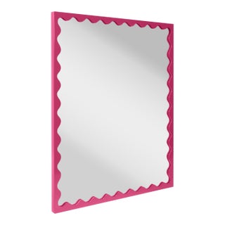 Scalloped Pink Rectangle Mirror For Sale