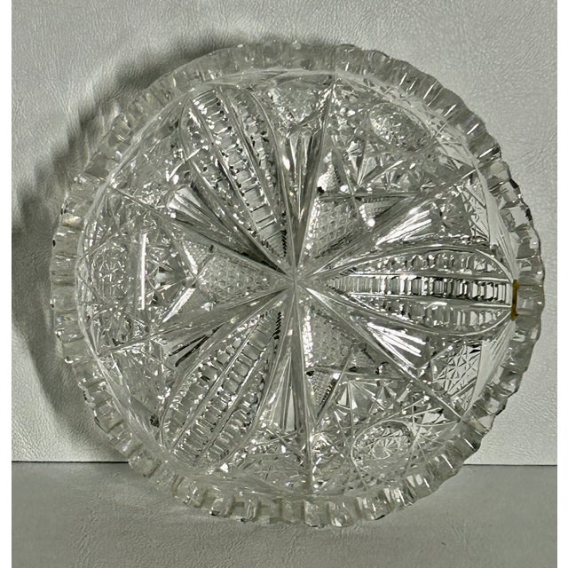 Antique American Brilliant Cut Glass Bowl With Starburst & Hobstar Motif For Sale - Image 9 of 10